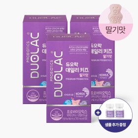 상품 이미지: 듀오락 데일리키즈 프로바이오틱스 유산균 딸기맛 60정(30일분) 3개 + 데일리키즈 딸기맛 10일분 추가증정