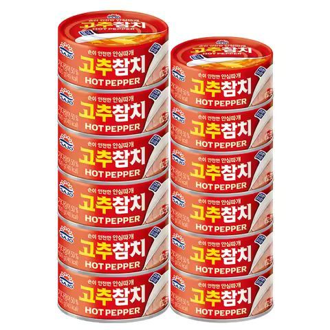 상품 이미지: 사조공식샵 고추 참치 100g 6캔과 85g 6캔 세트 (12캔) 식품 신선한 해산물