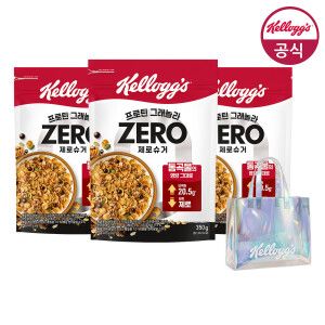 상품 이미지: 시리얼 프로틴 그래놀라 제로슈거 350g x 3개 + 비치백