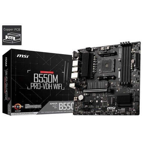 상품 이미지: MSI B550M 프로-VDH WiFi 프로시리즈 마더보드AMD AM4 DDR4 PCIe 4.0 SATA 6Gb/s M.2 USB 3.2 Gen 1 Wi-Fi D-SUB/HDMI/