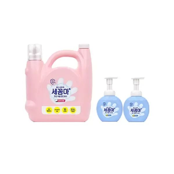 상품 이미지: 세균아꼼짝마 핸드워시 파우더향, 3.5L, 1개  + 공병 레몬, 250ml, 2개