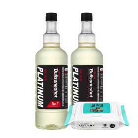 상품 이미지: (1+1행사)(NEW)불스원샷 플래티넘 연료첨가제 5in1 500ML 2종택1(휘발유 경유) +불키 물티슈(70매) 증정