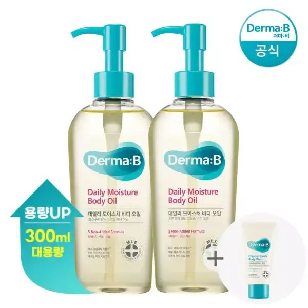 상품 이미지: [공식] 더마비 데일리 (대용량) 바디오일 300ml (프레쉬피치) x2개+튜브견본(랜덤)
