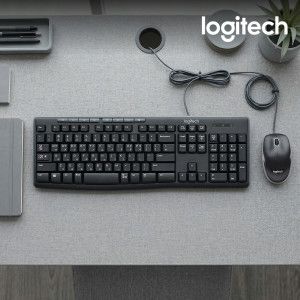 상품 이미지: 국내정품 로지텍코리아 MK200 New 유선 키보드 마우스 세트 블랙 키스킨포함 한글자판/KH