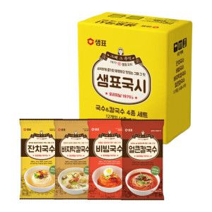 상품 이미지: (단독상품) 샘표 국수 칼국수 4종 12개 기획세트 / 잔치3+비빔3+바지락3+얼큰3