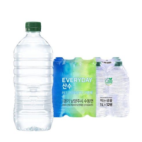 상품 이미지: 먹는샘물산수 에브리데이 산수 무라벨, 1L, 24개