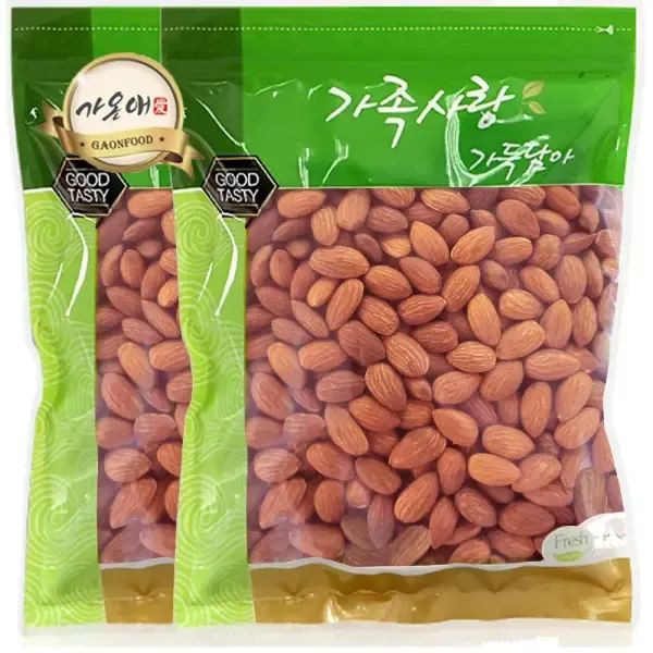 상품 이미지: [가온애] 무염 볶은 아몬드 1kg x 2봉 / 볶음아몬드 구운아몬드 볶은아몬드 견과 견과류 건과 건과류