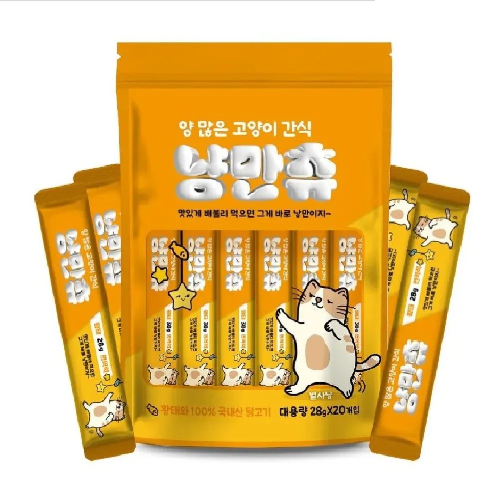상품 이미지: *냥만츄 짜먹는 고양이간식 28gX80개 황태(면역력) 국내산 두배용량츄르