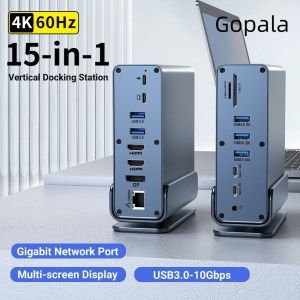 상품 이미지: 15 in 1 USB C 허브 도킹 100W 스테이션 3 멀티 RJ45 SD/TF 노트북용 0 오디오 HDMI 포트 PD 타입 5 썬더