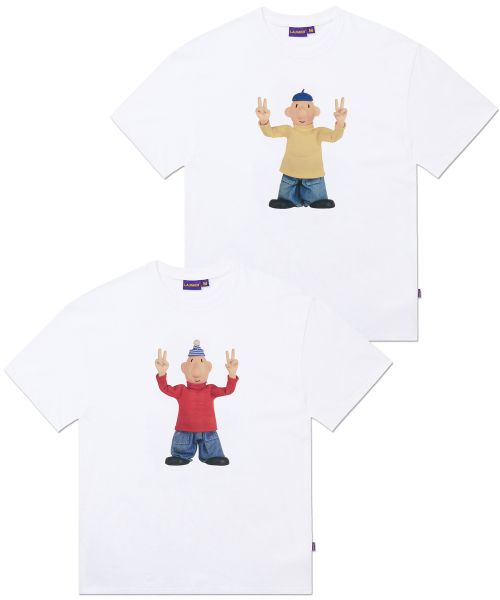 상품 이미지: [2PACK][PAT&MAT] 모션 매트&패트 티셔츠 - 화이트