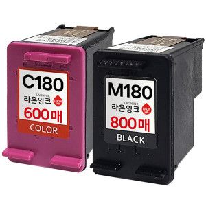 상품 이미지: 삼성 INK-M180 잉크세트 INK-C180 XL SL-J1660 J1663 J1770FW 호환 (검정 800매 / 컬러 600매)