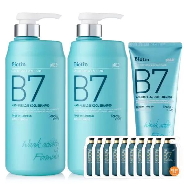 상품 이미지: B7 약산성 쿨 탈모 샴푸 / 1000ml+1000ml+200ml+샴푸10매
