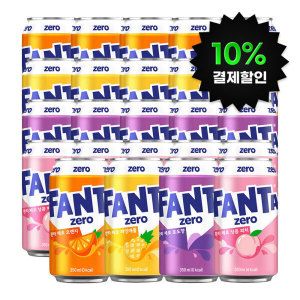 상품 이미지: (10%결제할인) 환타 제로 오렌지+파인+포도+피치 350ml 4종 6입 (총 24캔)