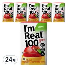 상품 이미지: 아임리얼 100 사과 주스, 140ml, 24개