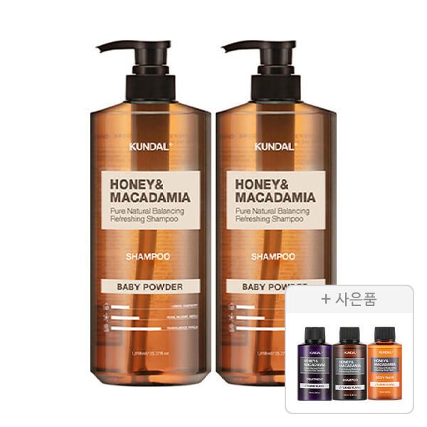 상품 이미지: 쿤달 네이처 샴푸 베이비파우더 1058ml, 2개+증정(일랑일랑 트리트먼트 100ml+일랑일랑 샴푸 100ml+일랑일랑 바디워시 100ml 각 1개)