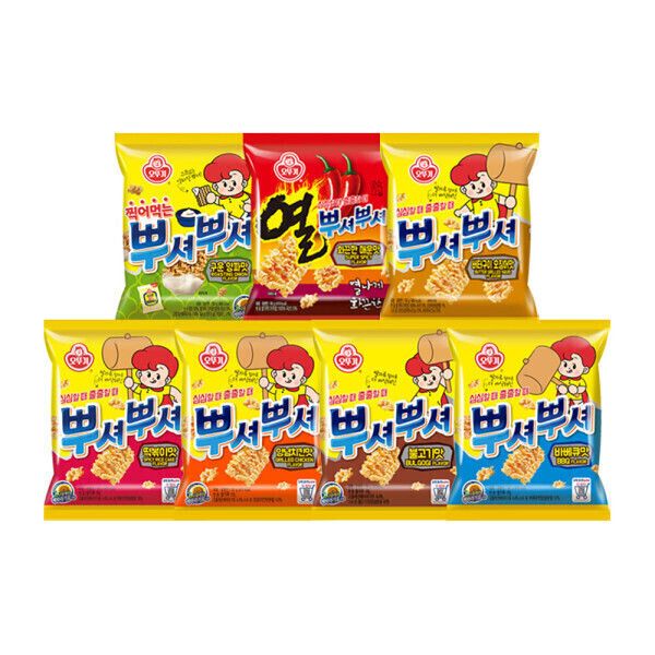 상품 이미지: 오뚜기 뿌셔뿌셔 떡볶이맛/양념치킨맛/바베큐맛/불고기맛 90g 12+12 골라담기