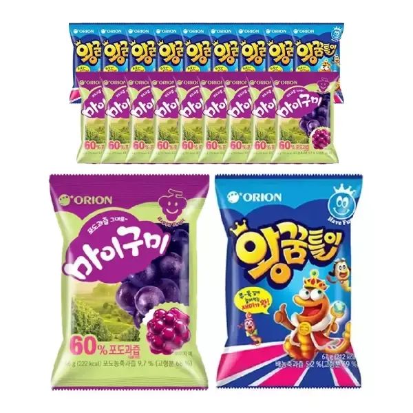 상품 이미지: 오리온 왕꿈틀이 67g, 10입,1개 + 마이구미 포도 66g, 10입,1개