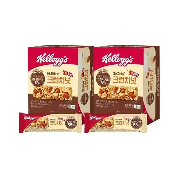 상품 이미지: 켈로그 에너지바 K 크런치넛 480g(40g, 12입), 2개