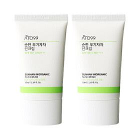 상품 이미지: 1+1 아토99 순한 비건 무기자차 선크림 50ml SPF50+PA++++ 피부 톤업 미백 주름개선 기능성 자외선차단제