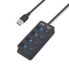 상품 이미지: 셀인스텍 USB3.0 4포트 개별스위치 USB확장 연장 USB허브, 블랙, 1개