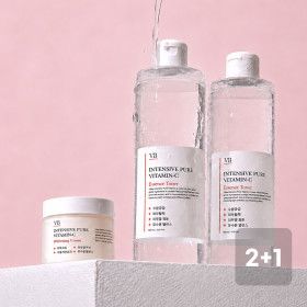 상품 이미지: 2+1 순수비타민C 대용량토너 2개 + 비타민 미백 크림 1개 수분 스킨토너 닦토 (주름미백기능성인증)