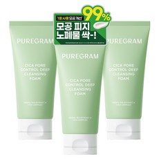 상품 이미지: 2+1 출시하자마자 1위 퓨어그램 모공이별 딥클렌징폼 제주 그린티 저자극 폼클렌징 120ml, 3개