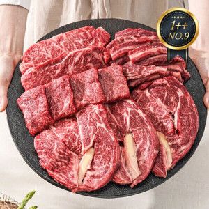 상품 이미지: (신선집중) 1++NO.9등급 한우 800g 구이세트 (등심+갈비살+눈꽃로스) 실속 구이모듬