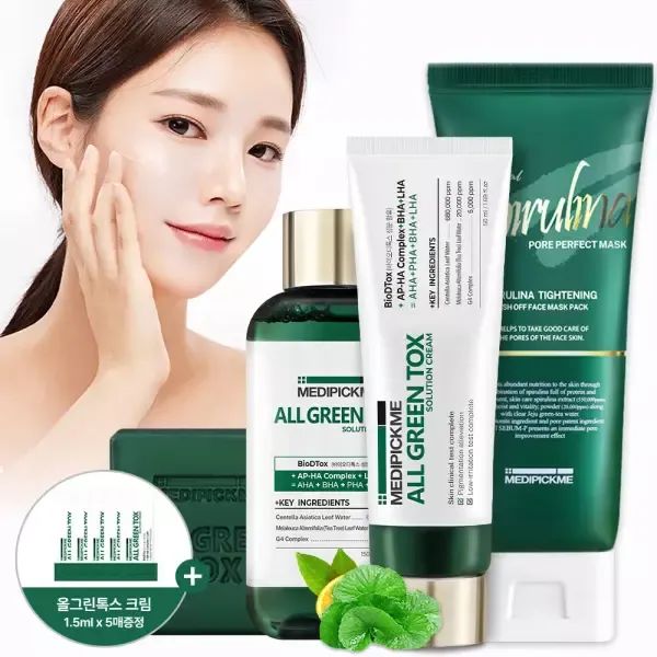 상품 이미지: 긴급진정&모공축소 핫템! 메디픽미 모공수축 리얼스피룰리나 포어 퍼펙트 워시오프마스크팩& 고농축 시카 수분 장벽 솔루션