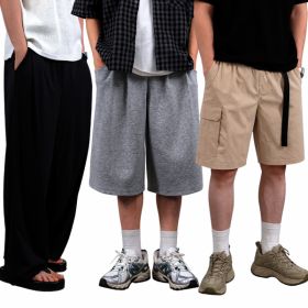 상품 이미지: 남성 SALE 트레이닝팬츠 M~4XL 버뮤다 반바지 탄탄 이중지/린넨/아이스 와이드 카고 조거 츄리닝 아웃도어