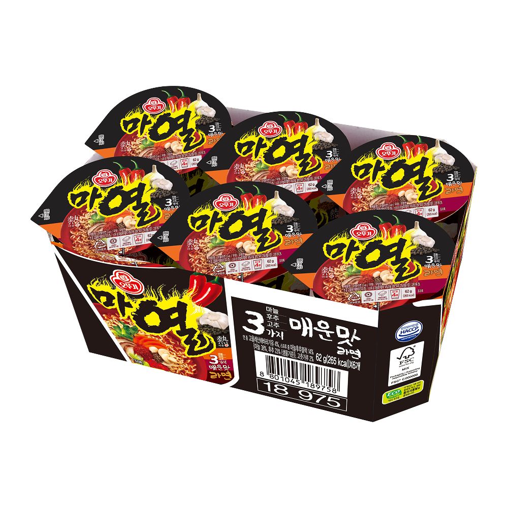 상품 이미지: 오뚜기 마열라면 컵라면 소컵 62g, 6개