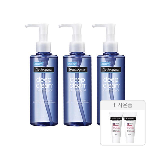 상품 이미지: 뉴트로지나 딥클린 클렌징 오일 200ml, 3개 + 증정(인텐스 리페어 시카 에멀젼 15ml, 2개)