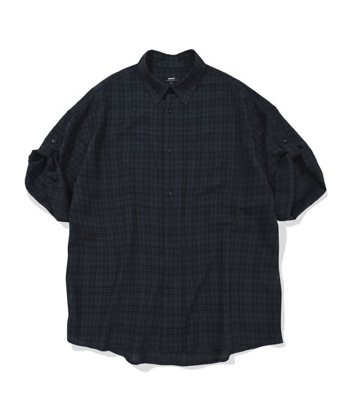 상품 이미지: CHECK ROLL-UP HALF SHIRT (NAVY)