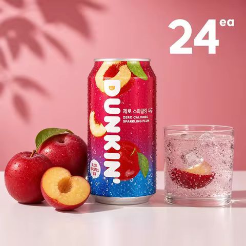 상품 이미지: 던킨 제로 스파클링 탄산음료 350ml (자두 24개) / 캔 음료수 과자/음료/디저트