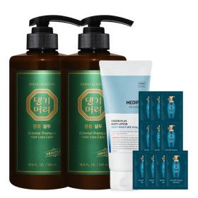 상품 이미지: 댕기머리 오리지널 명품 샴푸 (SUPER 행사) 500ml 2개+바디로션 200ml+샴푸10매 / 전통 오리지널