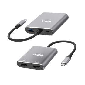 상품 이미지: USB C타입 to 멀티 4K HDMI 듀얼 모니터 확장기 컨버터 젠더 외장그래픽카드 썬더볼트 노트북 맥북 어댑터