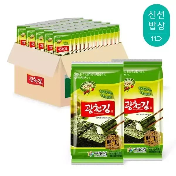 상품 이미지: [광천김] 올리브유 녹차 재래도시락김 5g 72봉(1BOX)