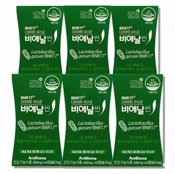 상품 이미지: 비에날씬 BNR17 다이어트 유산균 400mg x 60캡슐 X 6박스