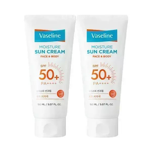 상품 이미지: 바세린 모이스처 선크림 150ml, 2개 / 페이스앤바디 SPF 50+