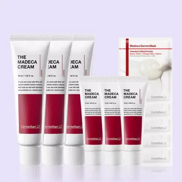 상품 이미지: [본사직영] 더 마데카크림 45ml 3개 + 15ml 3개 + 인텐시브 리프팅 마스크 5매