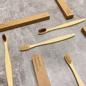 상품 이미지: 비긴에코 모소 대나무 칫솔 50개 베이지 / 밤부 나무 KC인증