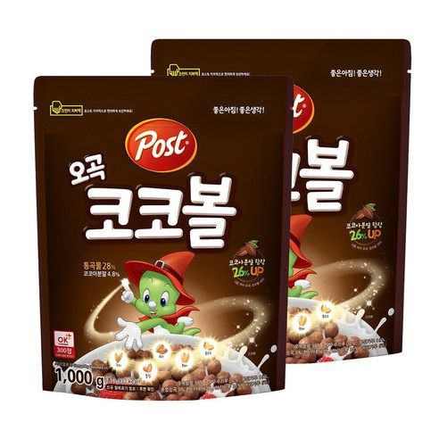 상품 이미지: 포스트 오곡 코코볼 시리얼, 1kg, 2개