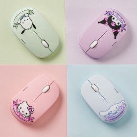 상품 이미지: 산리오캐릭터즈 저소음 무선마우스_헬로키티 시나모롤 쿠로미 포차코