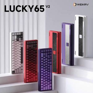 상품 이미지: WEIKAV Lucky65 V2 무선 알루미늄 기계식 게이밍 키보드 PCB-GASKET구조 RGB라이트 QMK/VIA지원 FR4정위판