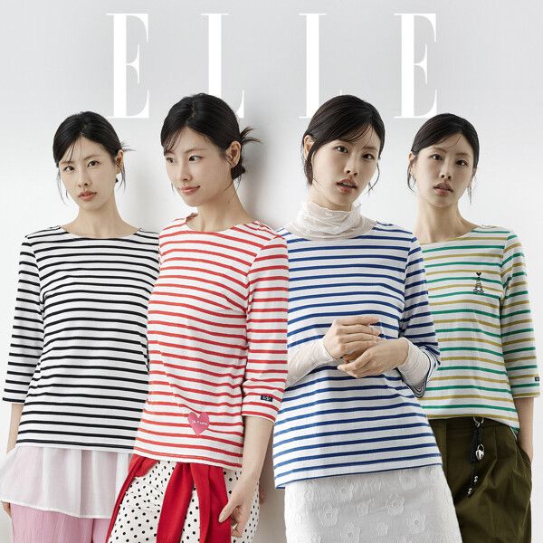 상품 이미지: (현대홈쇼핑)ELLE 26SS 엘르 프렌치 스트라이프 티셔츠 4종