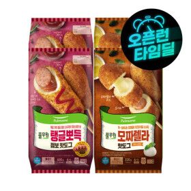 상품 이미지: 풀무원 탱글뽀득 점보핫도그 8개 + 모짜렐라 핫도그 8개 (총 16개)