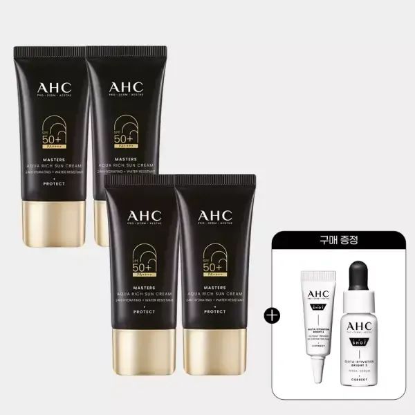 상품 이미지: AHC 마스터즈 아쿠아리치 선크림 듀오세트 2개(총 30ml 4개)+(증정)프로샷 세럼 5ml+프로샷 아이크림 5ml