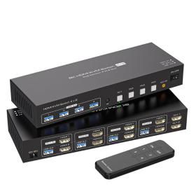 상품 이미지: 8K 듀얼 모니터 HDMI KVM 스위치 4 컴퓨터 2  60Hz 4K 120Hz 포트 PC 공유 USB 3.0 장치