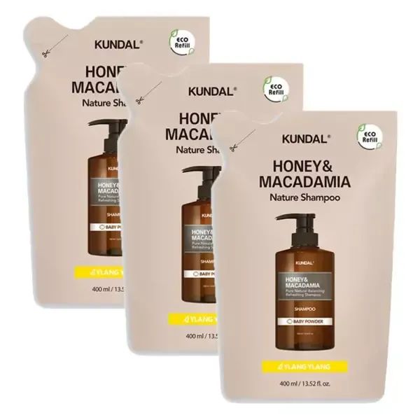상품 이미지: 쿤달 네이처 샴푸 리필팩, 일랑일랑, 400ml, 3개