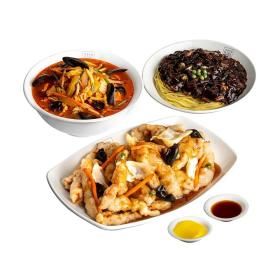상품 이미지: (홍콩반점) 짬뽕(곱빼기)+짜장면(곱빼기)+탕수육(대)