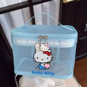 상품 이미지: 헬로키티 메쉬 사각 대용량 파우치 메이크업 가방 휴대용 대형 여행용 세면도구 보관
